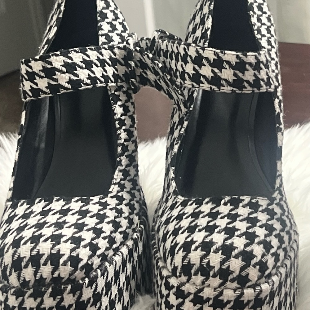 Black and White Houndstooth Platform Shoes